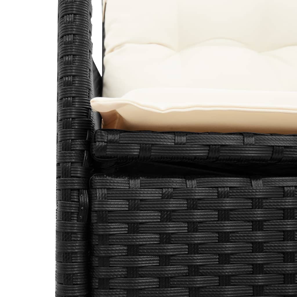 Ensemble à manger de jardin coussins 7pcs Noir Résine tressée