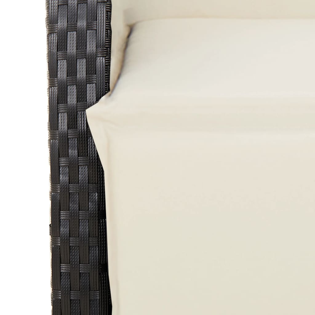 Ensemble à manger de jardin coussins 7pcs Noir Résine tressée