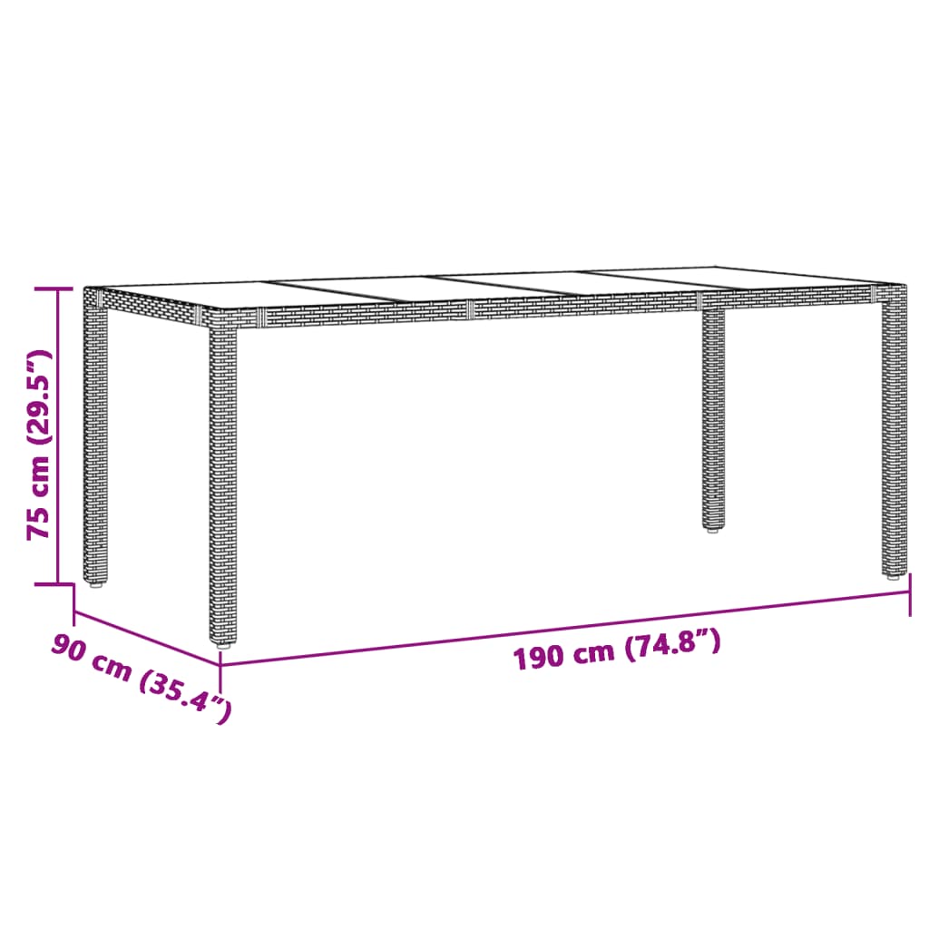 Ensemble à manger de jardin coussins 7pcs Noir Résine tressée