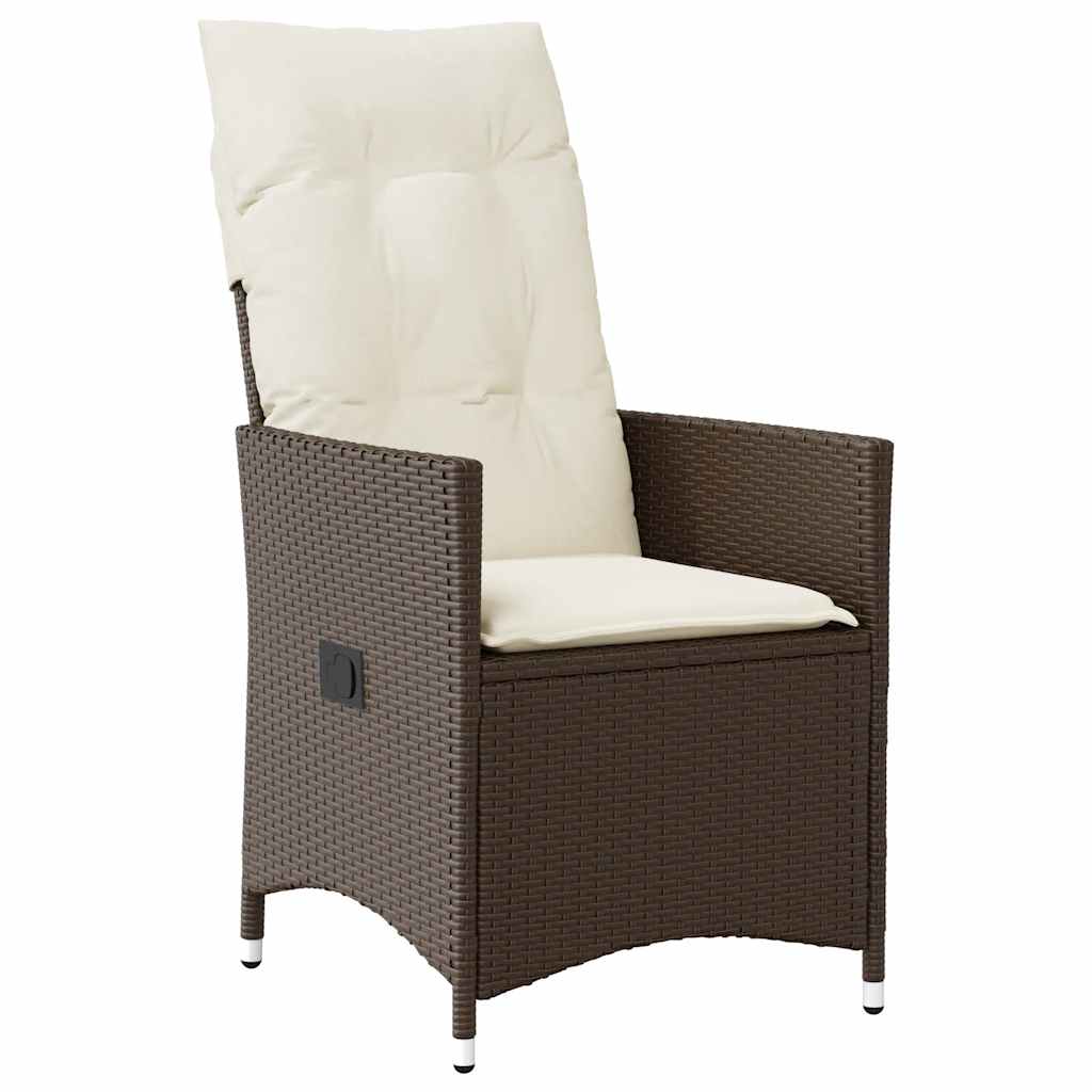 Ensemble à manger de jardin 5 pcs et coussins marron poly rotin
