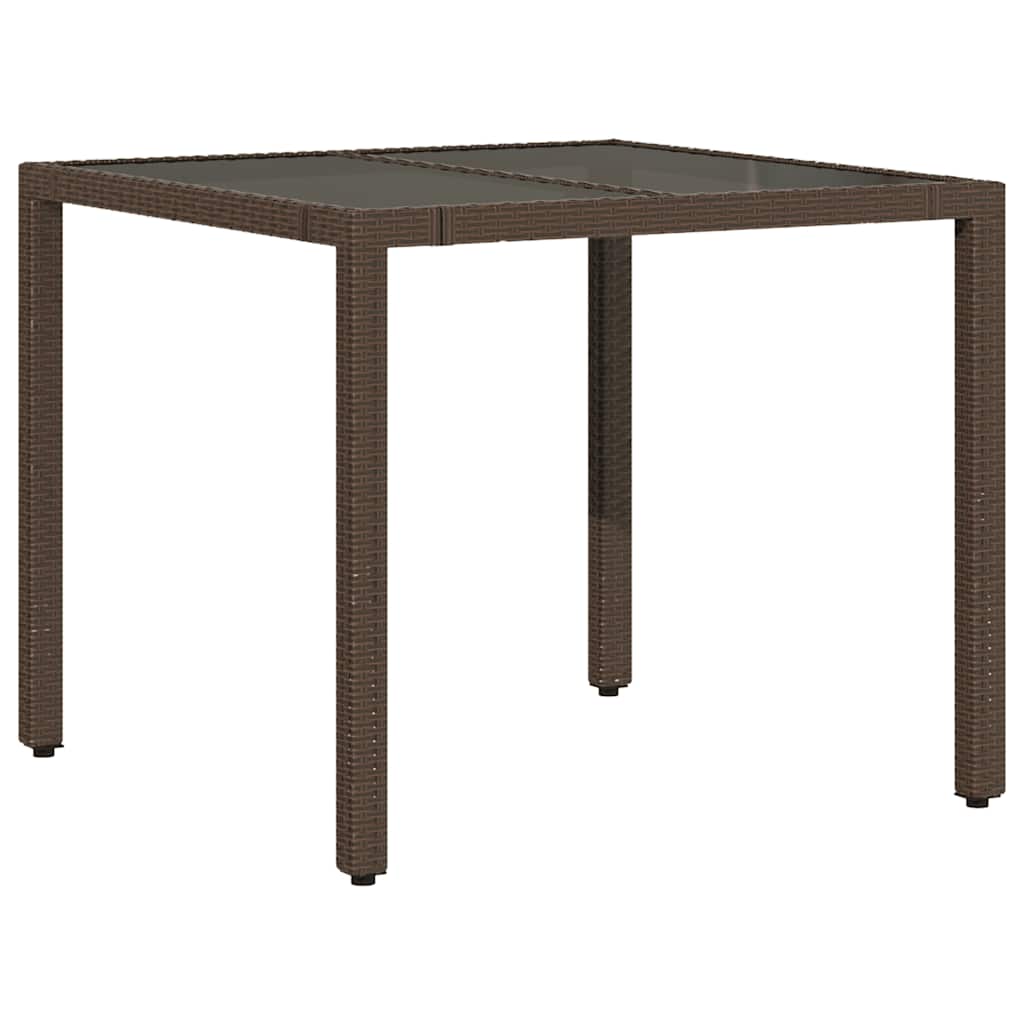 Ensemble à manger de jardin 5 pcs et coussins marron poly rotin