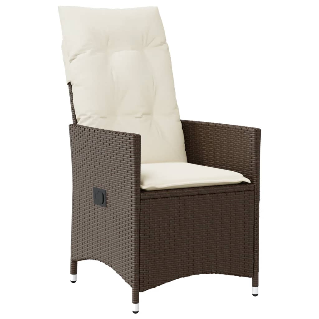 Ensemble à manger de jardin et coussins 7 pcs marron rotin