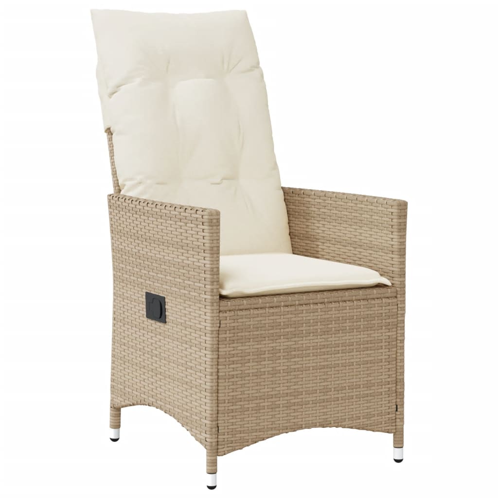 Ensemble de bistro 3 pcs avec coussins beige résine tressée