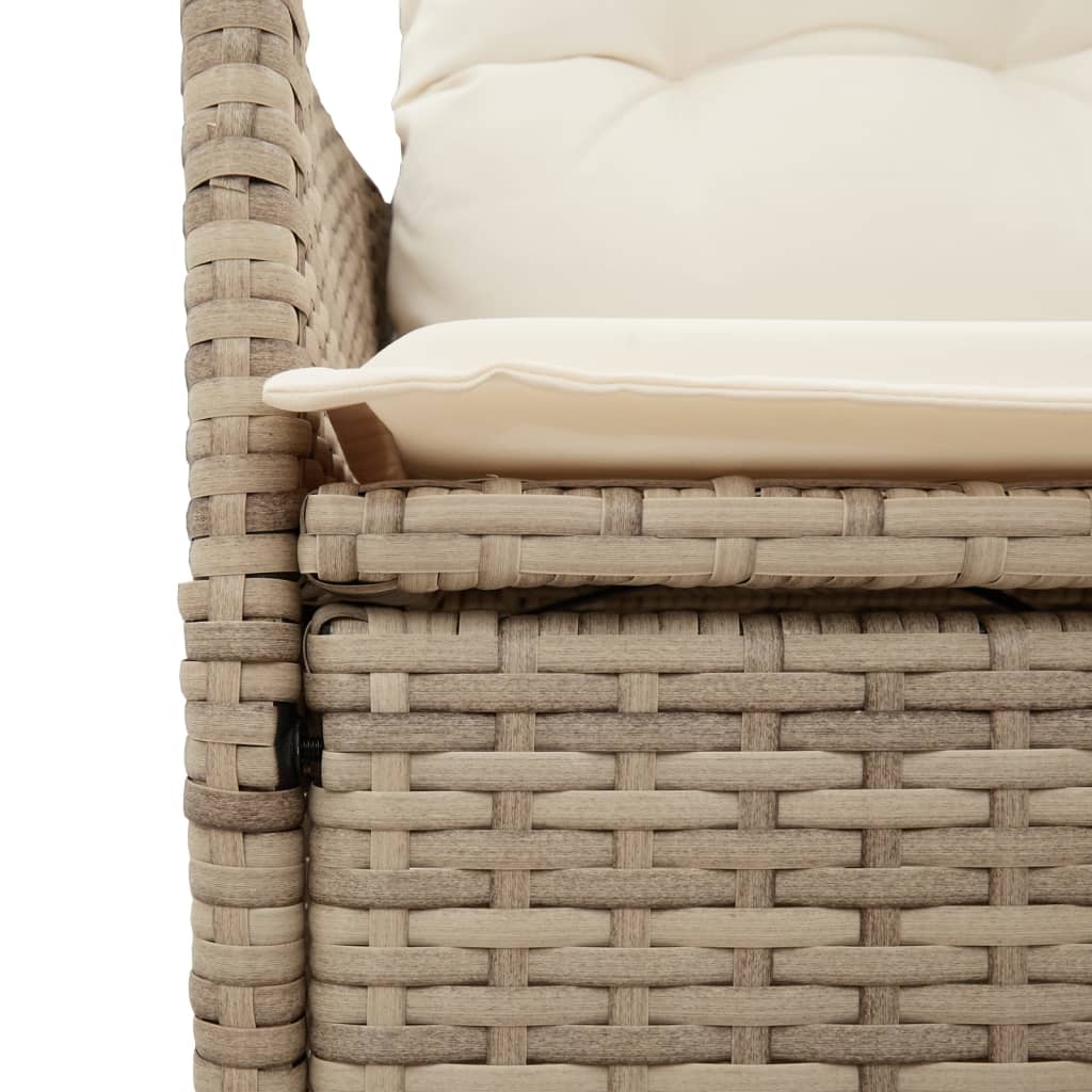 Ensemble de bistro 3 pcs avec coussins beige résine tressée