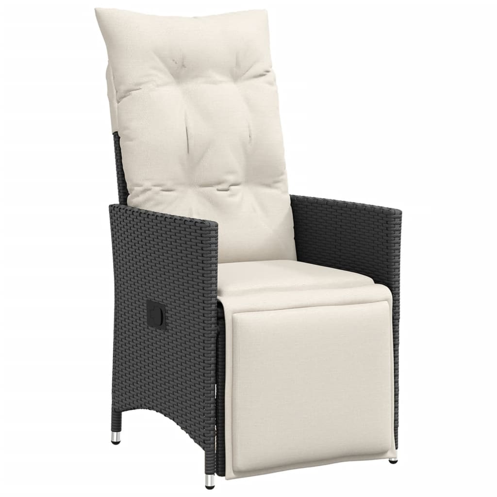 Ensemble à manger de jardin coussins 7 pcs noir résine tressée