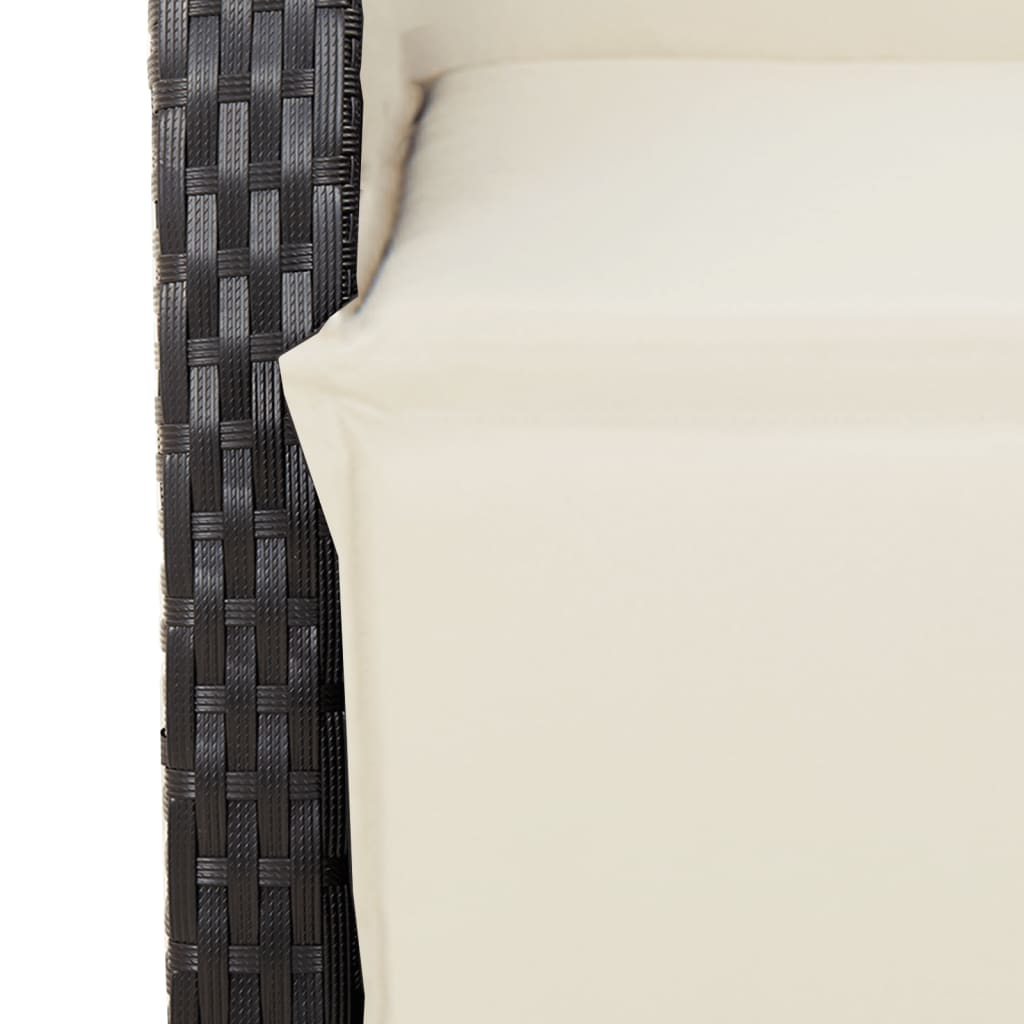 Ensemble de bistro 3 pcs avec coussins noir résine tressée