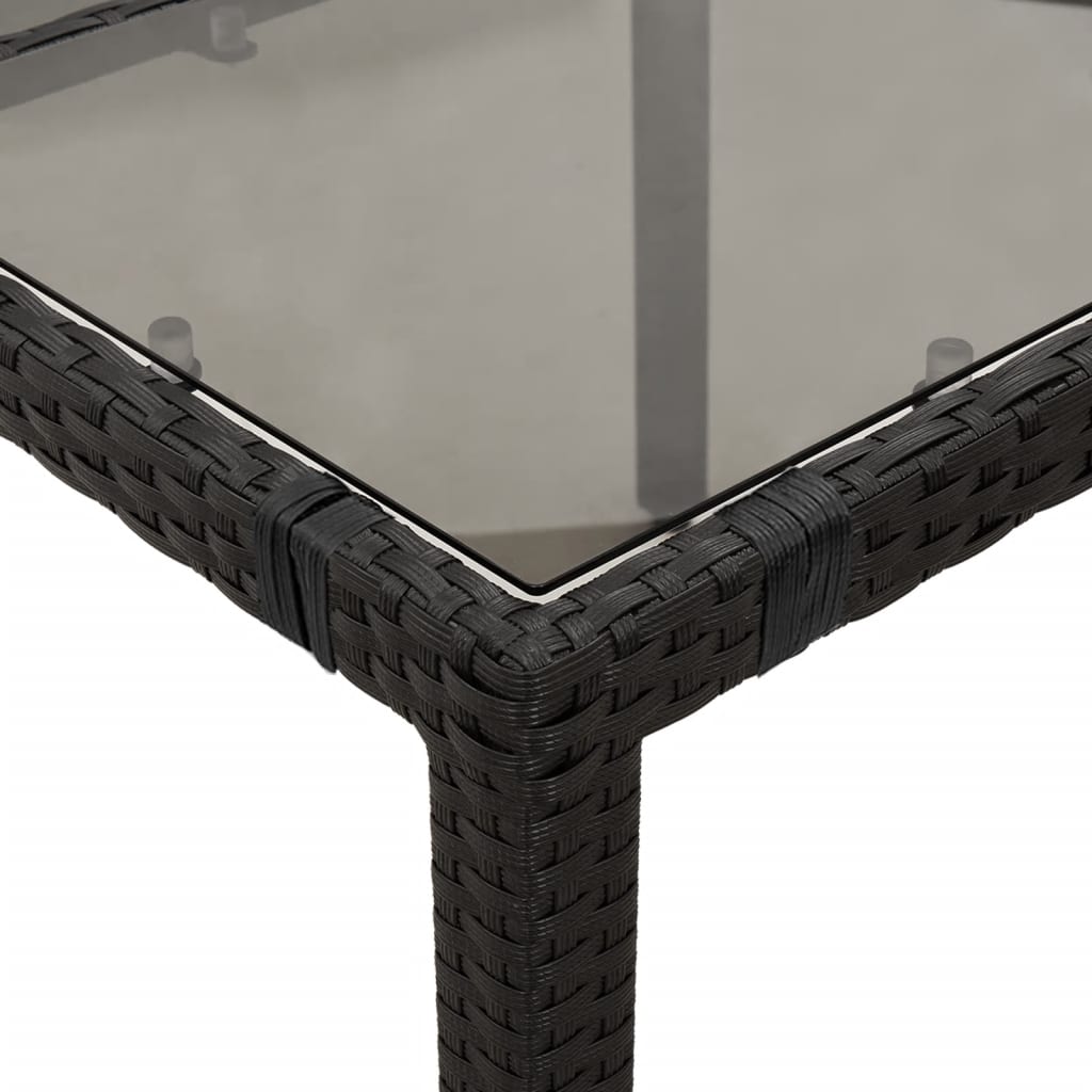 Ensemble à manger de jardin coussins 7pcs Noir Résine tressée