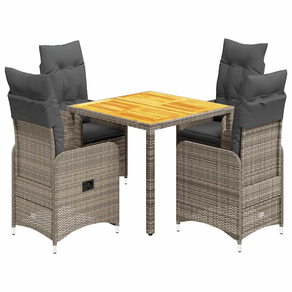 Ensemble de bistro de jardin 5 pcs coussins gris poly rotin - XIOS
