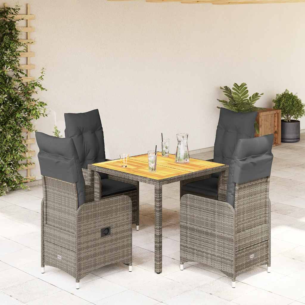 Ensemble de bistro de jardin 5 pcs coussins gris poly rotin - XIOS