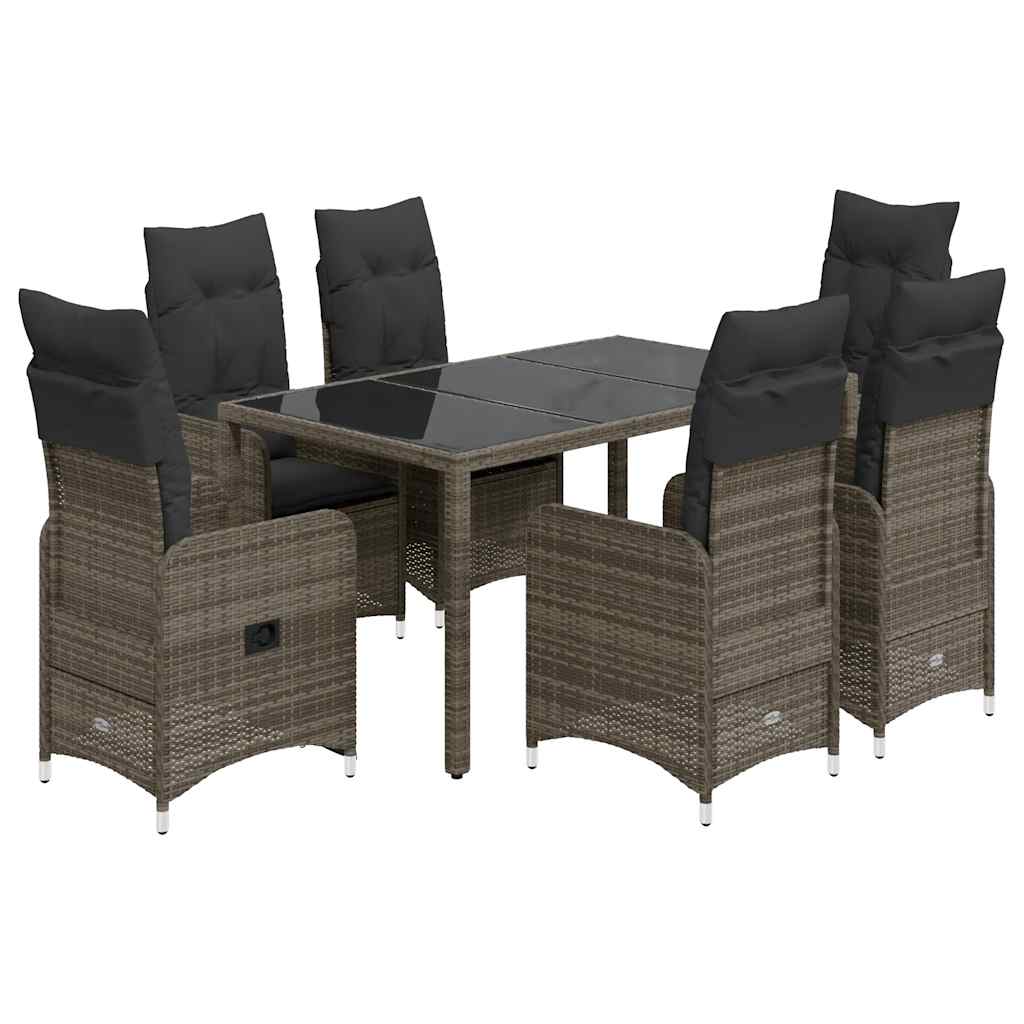 Ensemble de bistro de jardin 5 pcs coussins gris poly rotin