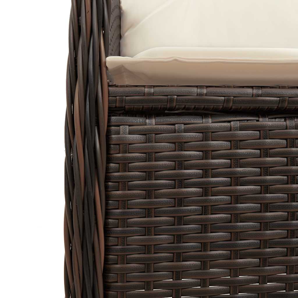 Ensemble de bistro de jardin 7 pcs coussins marron poly rotin