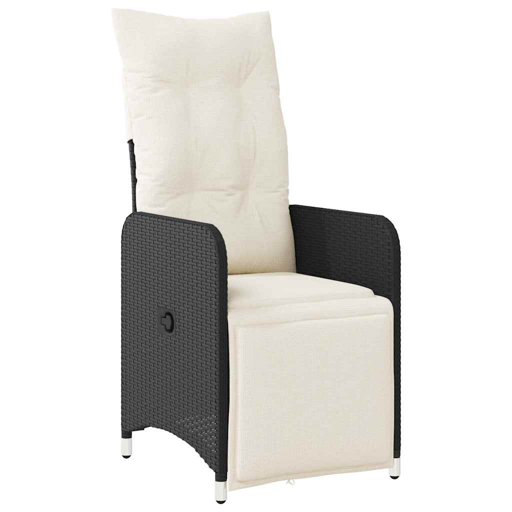 Ensemble de bistro de jardin 5 pcs coussins noir poly rotin