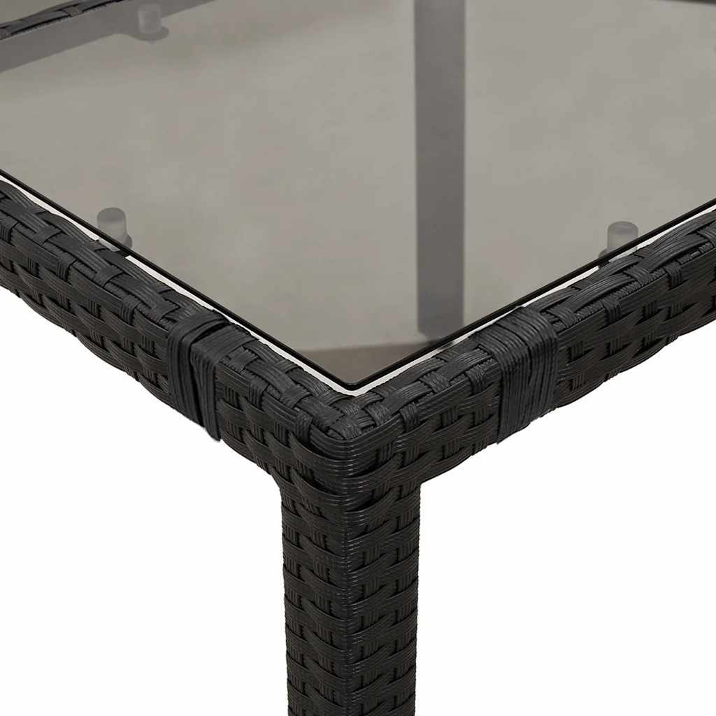 Ensemble de bistro de jardin 7 pcs coussins noir poly rotin