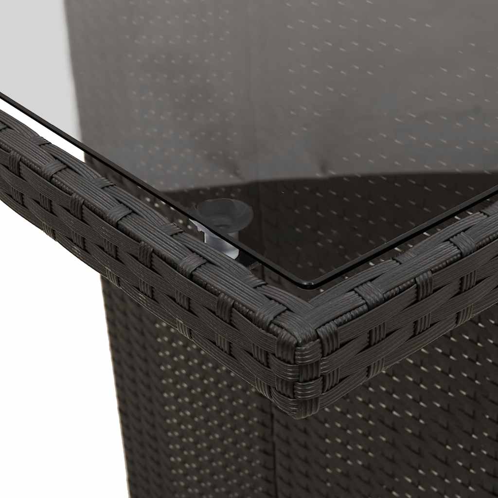 Ensemble de bistro de jardin 7 pcs coussins noir poly rotin