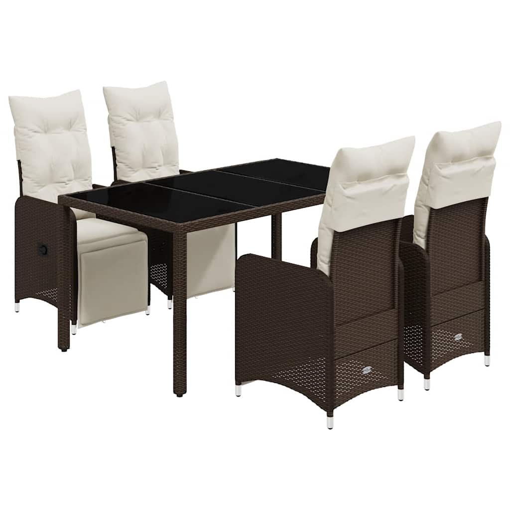 Ensemble de bistro de jardin 5 pcs coussins marron poly rotin