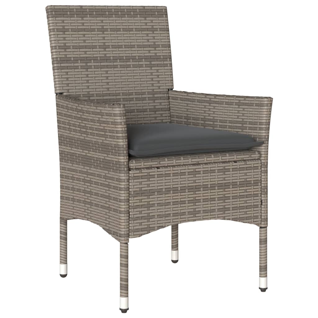 Ensemble à manger de jardin et coussins 3 pcs gris rotin verre - XIOS