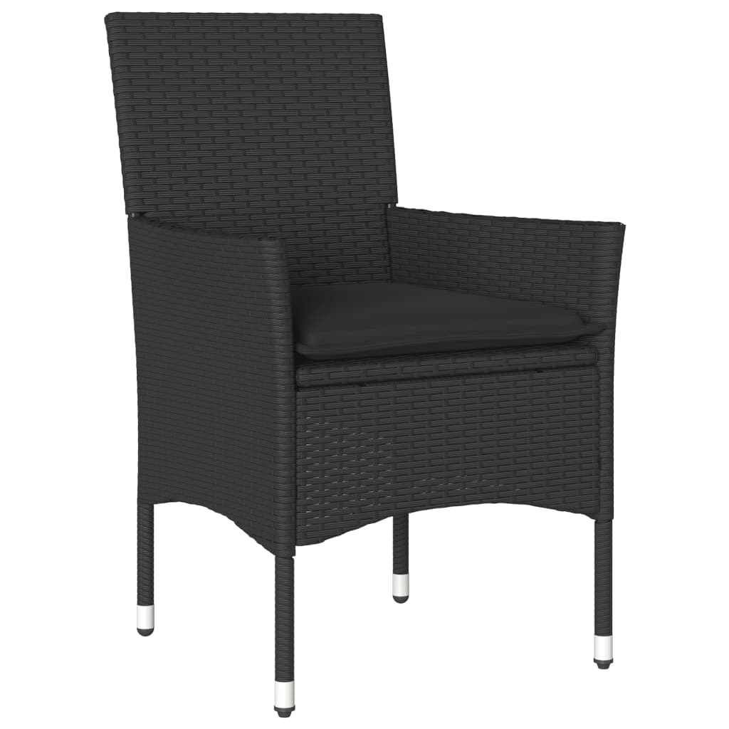 Ensemble à manger de jardin et coussins 7pcs noir rotin acacia - XIOS