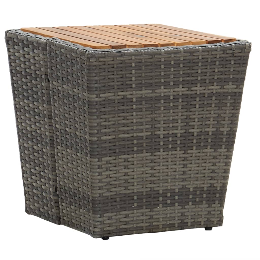 Ensemble de bistro avec coussins 3 pcs gris rotin et verre