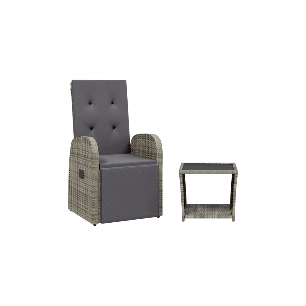 Ensemble à manger de jardin et coussins 2 pcs gris rotin