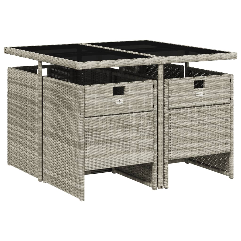 Ensemble à manger de jardin et coussins 5 pcs gris clair rotin