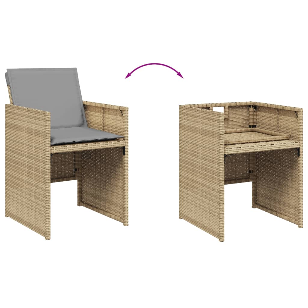 Ensemble à manger de jardin et coussins 9 pcs mélange beige - XIOS