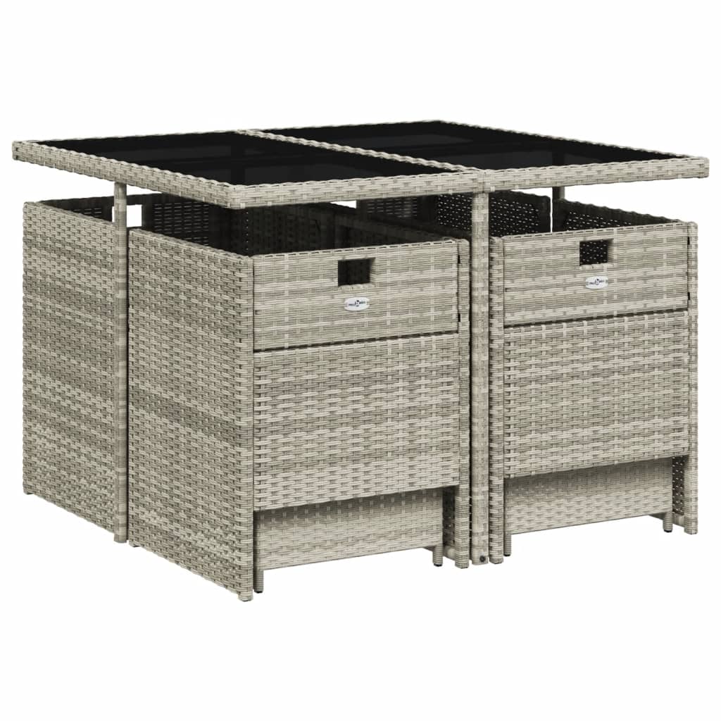 Ensemble à manger de jardin et coussins 9 pcs gris clair rotin