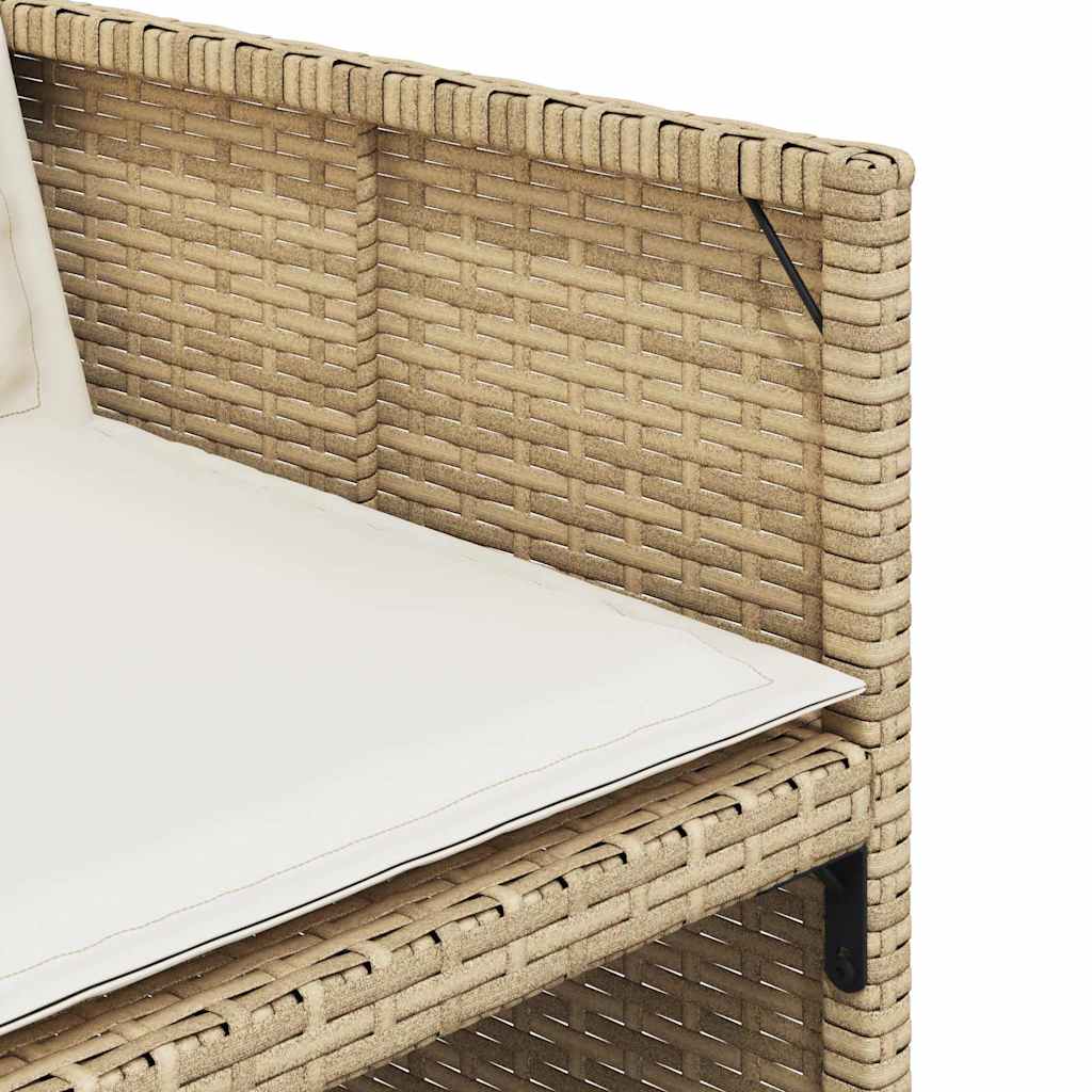 Ensemble à manger de jardin et coussins 9 pcs beige Poly rotin