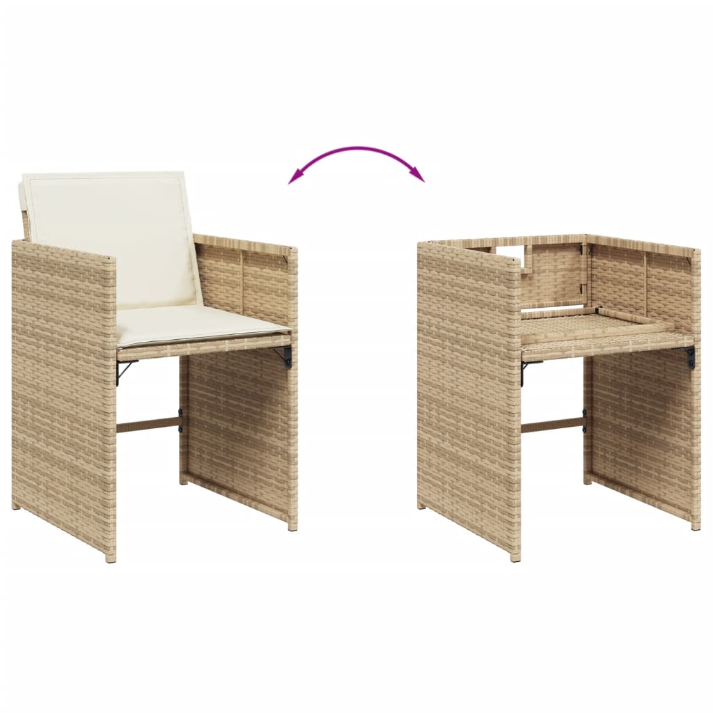 Ensemble à manger de jardin avec coussins 5pcs Beige poly rotin - XIOS