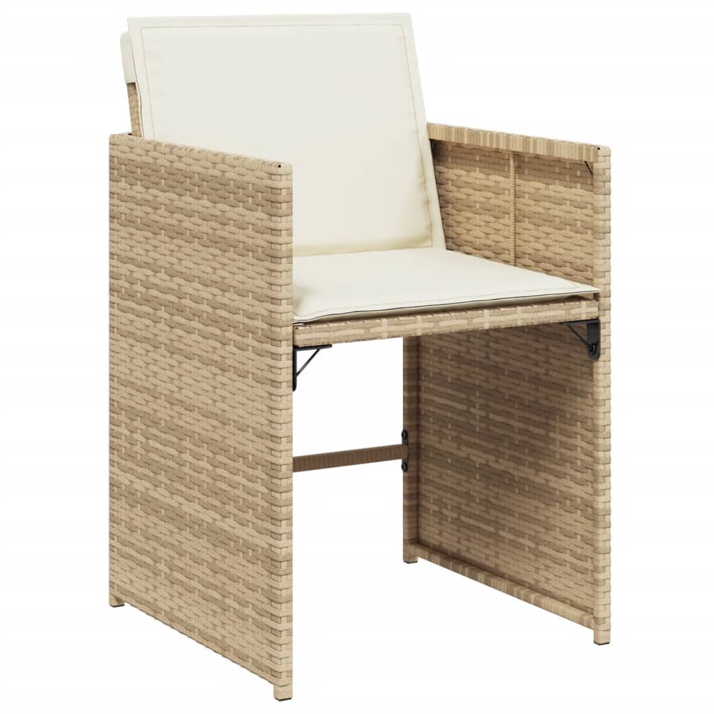 Ensemble à manger de jardin et coussins 7 pcs beige poly rotin