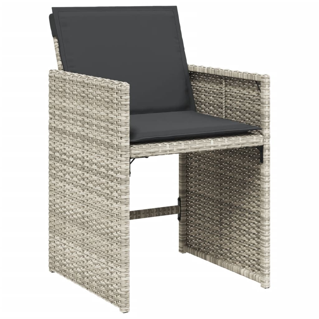 Ensemble à manger de jardin et coussins 7 pcs gris clair rotin