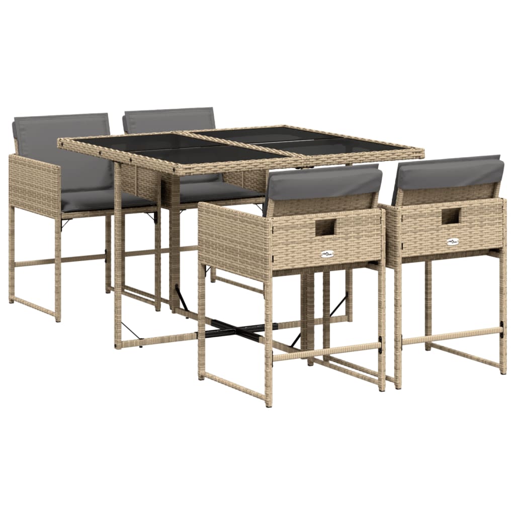 Ensemble à manger de jardin coussins 5 pcs mélange beige rotin - XIOS
