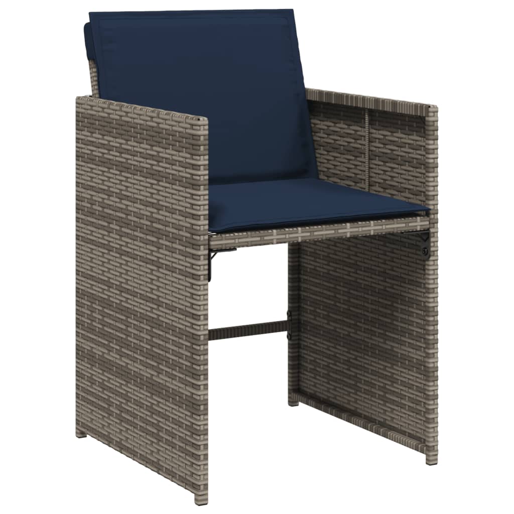 Ensemble à manger de jardin 9 pcs coussins gris résine tressée - XIOS