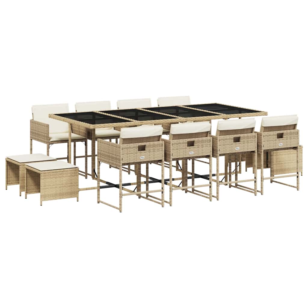 Ensemble à manger de jardin et coussins 13 pcs beige - XIOS