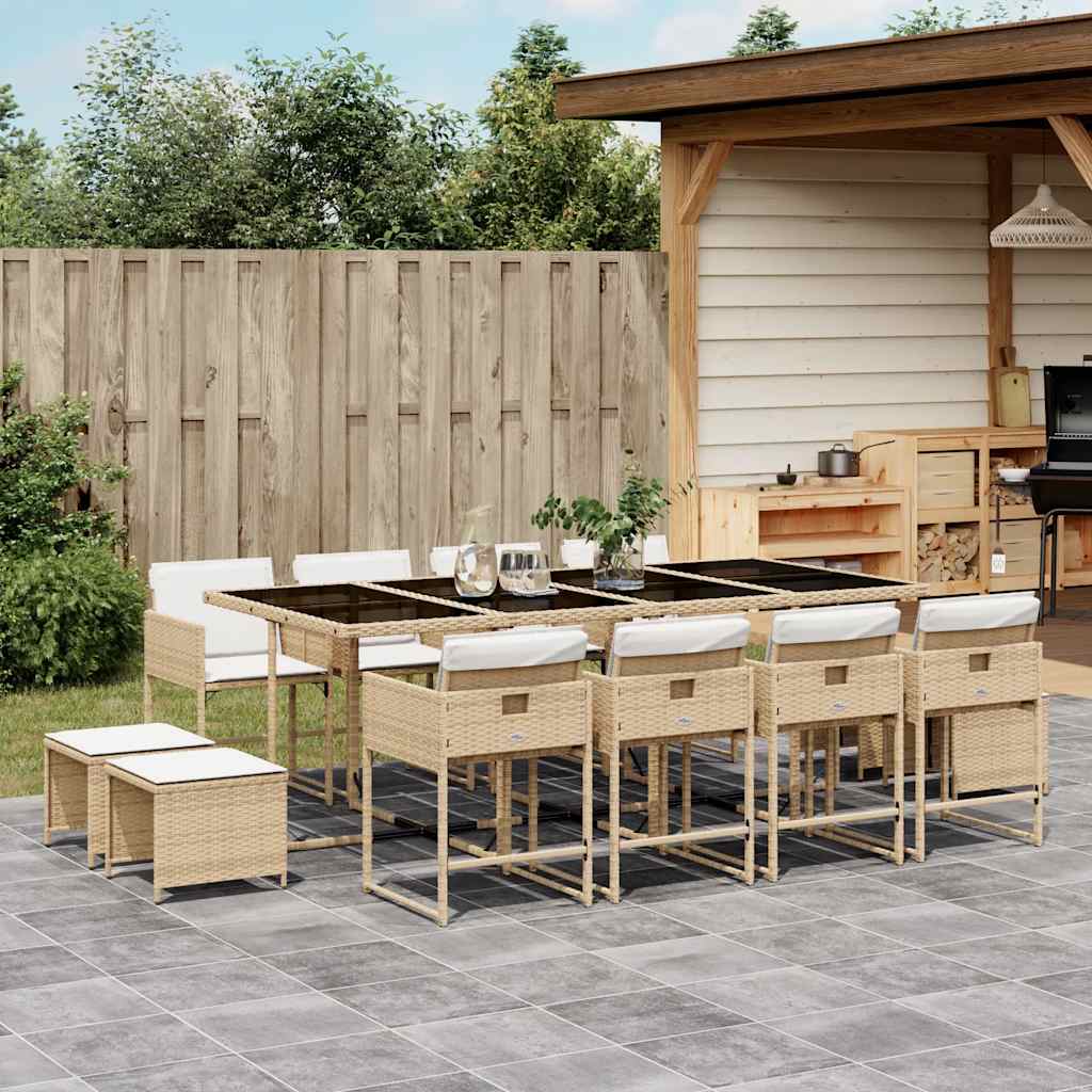 Ensemble à manger de jardin et coussins 13 pcs beige - XIOS