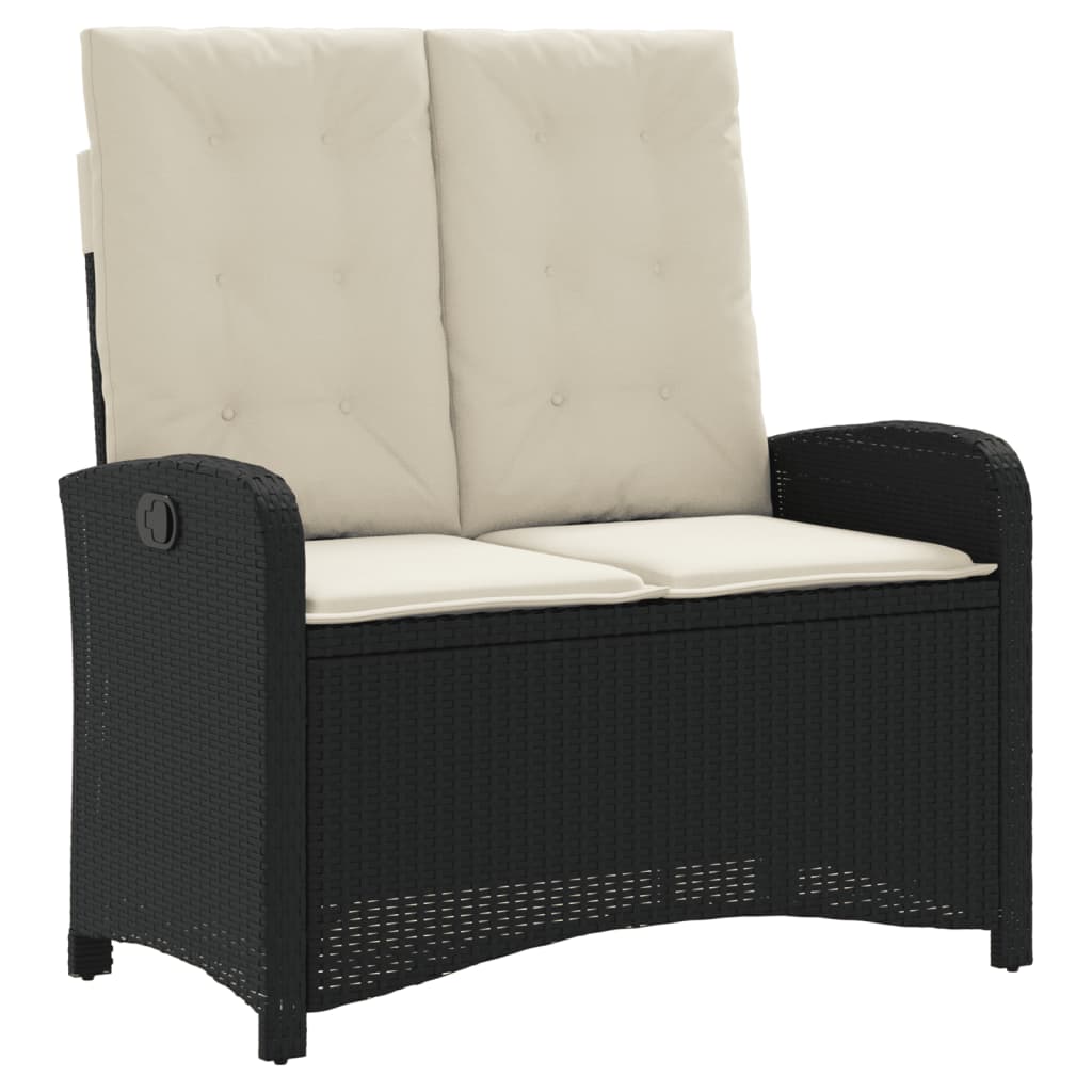 Ensemble à manger de jardin coussins 2pcs noir résine tressée