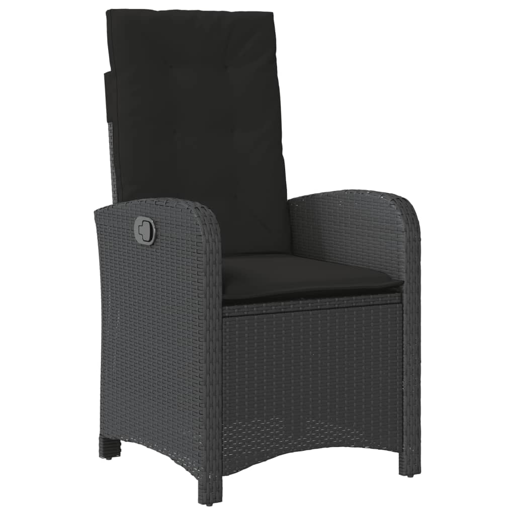 Ensemble à manger de jardin avec coussins 3 pcs Noir