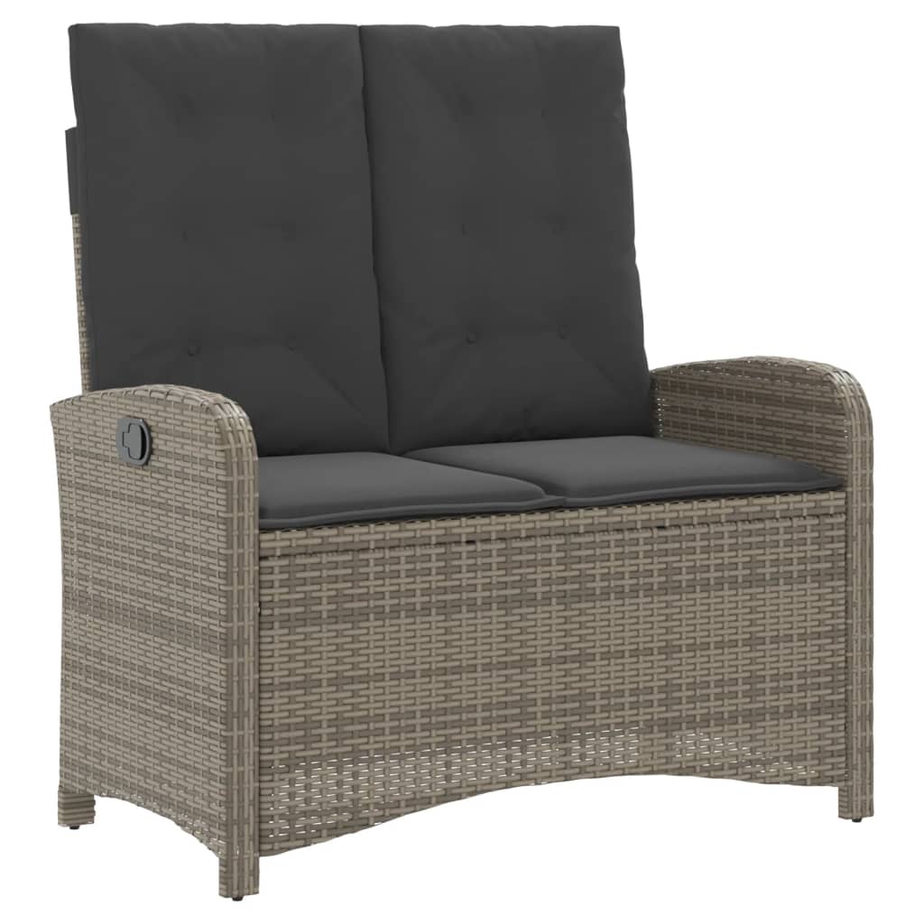Ensemble à manger de jardin et coussins 2 pcs gris rotin