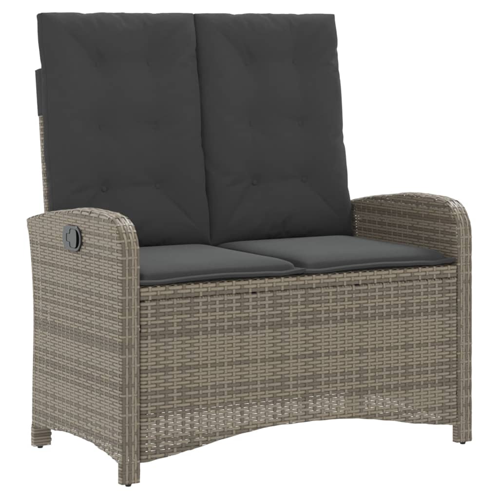 Ensemble à manger de jardin et coussins 2 pcs gris rotin