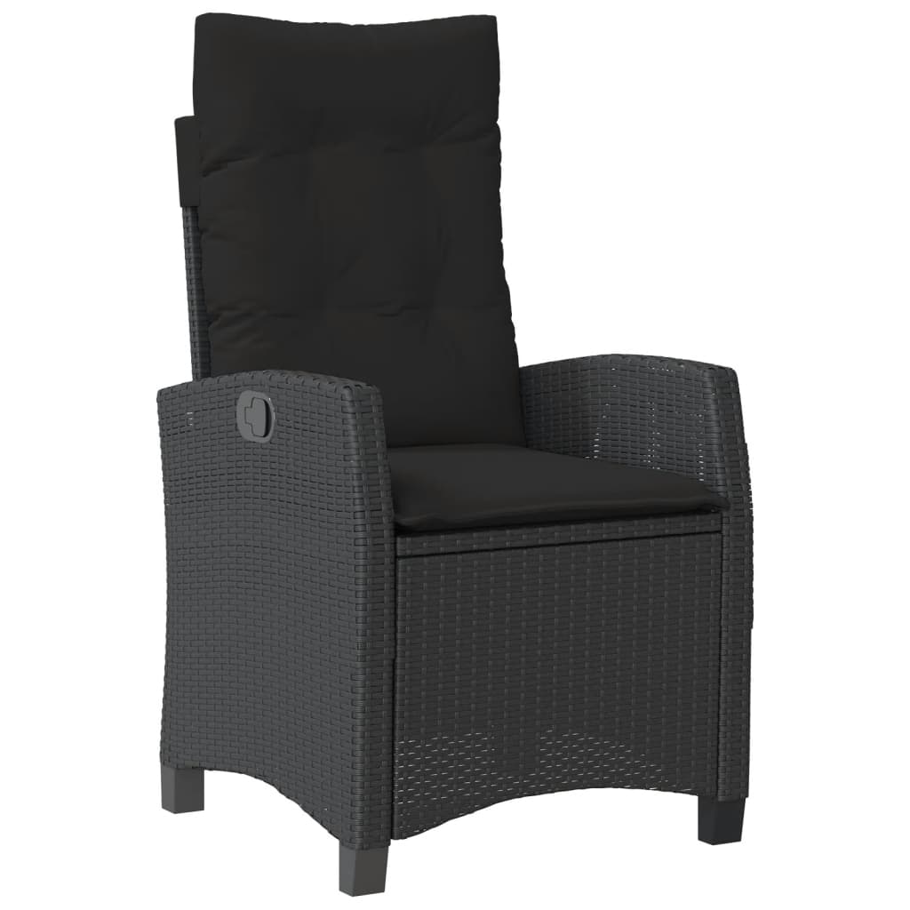 Ensemble à manger de jardin avec coussins 3 pcs Noir