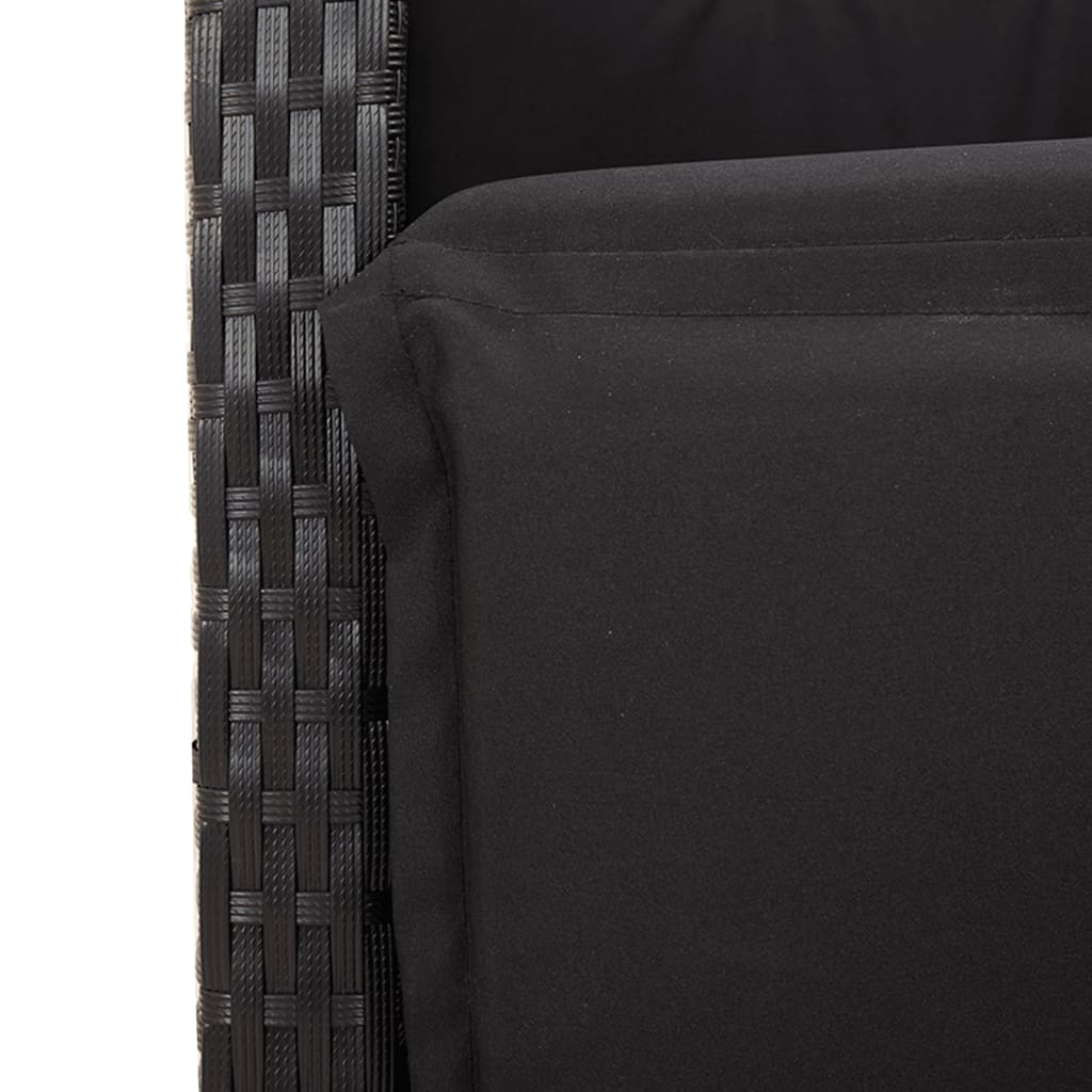 Ensemble à manger de jardin coussins 5pcs Noir Résine tressée