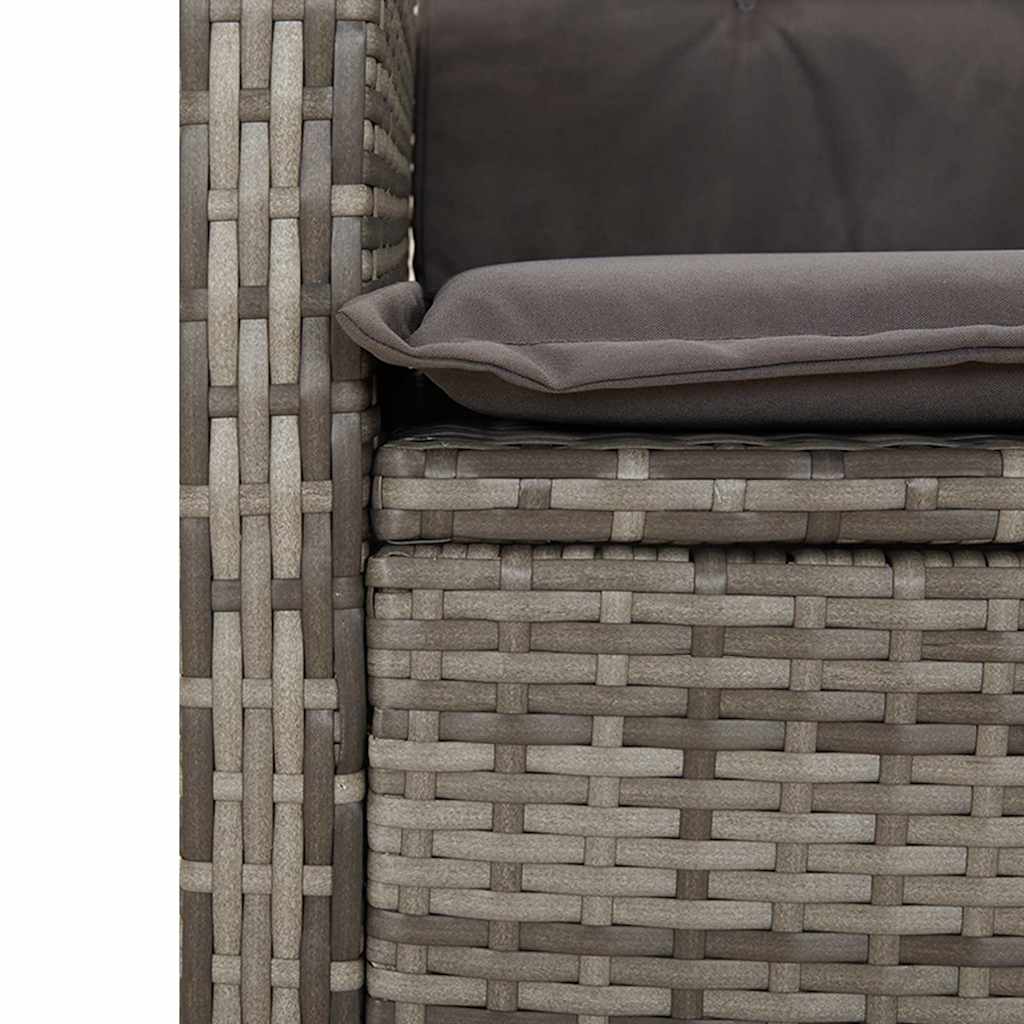 Ensemble à manger de jardin et coussins 2 pcs gris rotin