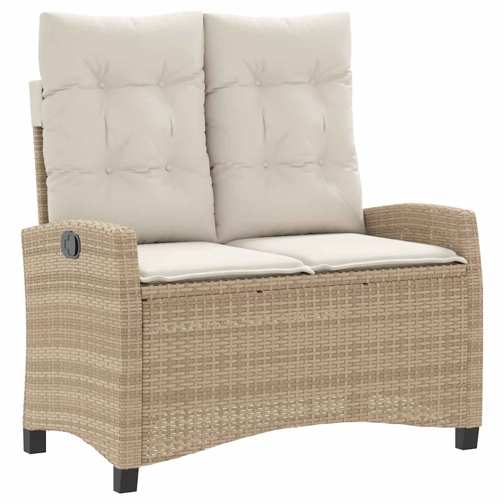 Ensemble à manger de jardin et coussins 2 pcs beige poly rotin