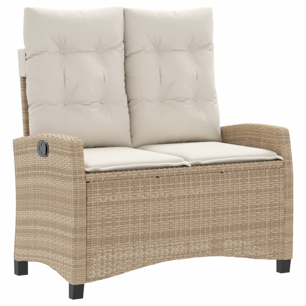 Ensemble à manger de jardin coussins 4 pcs beige résine tressée