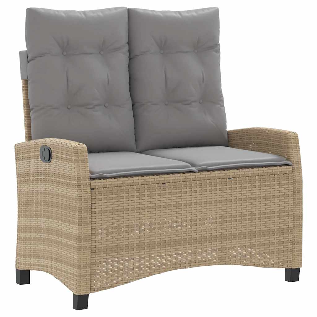 Ensemble à manger de jardin et coussins 2 pcs beige poly rotin