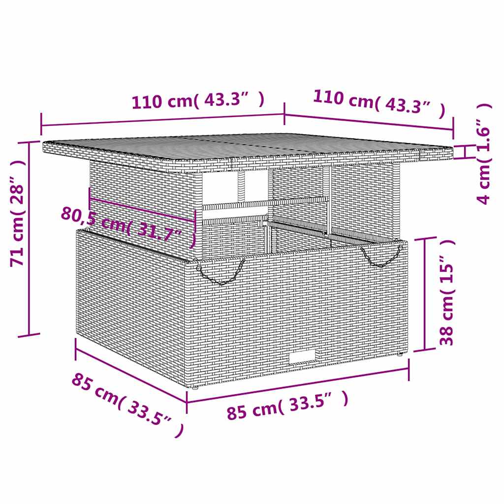 Ensemble à manger de jardin et coussins 2 pcs beige poly rotin