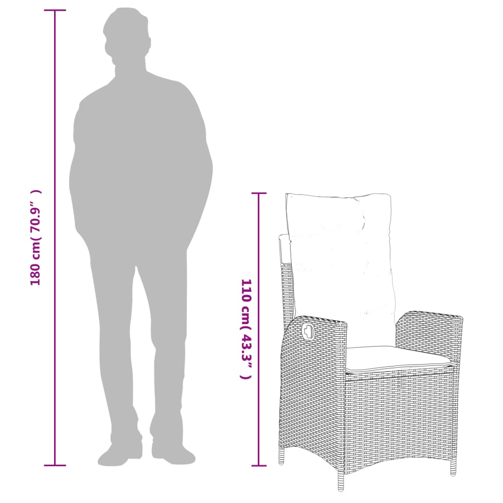 Ensemble à manger de jardin avec coussins 3 pcs Noir