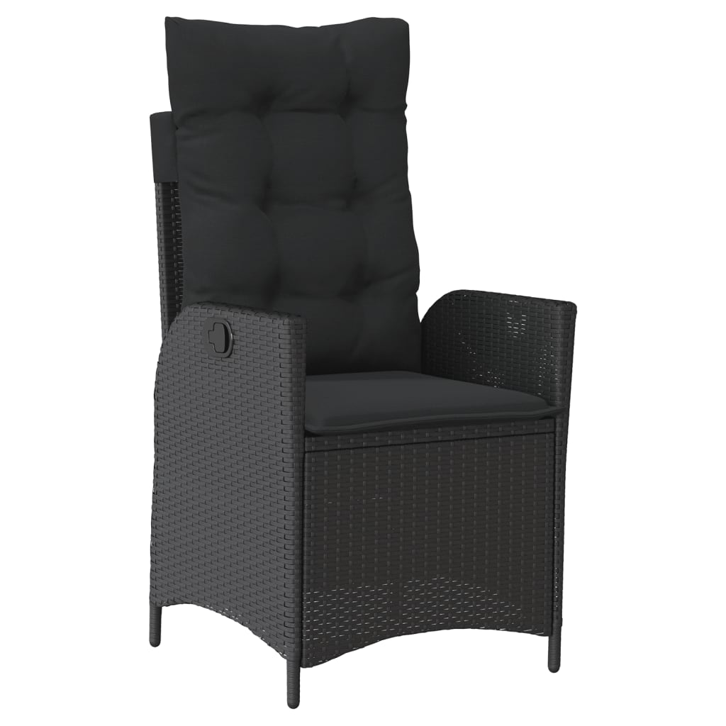 Ensemble à manger de jardin coussins 5pcs Noir Résine tressée