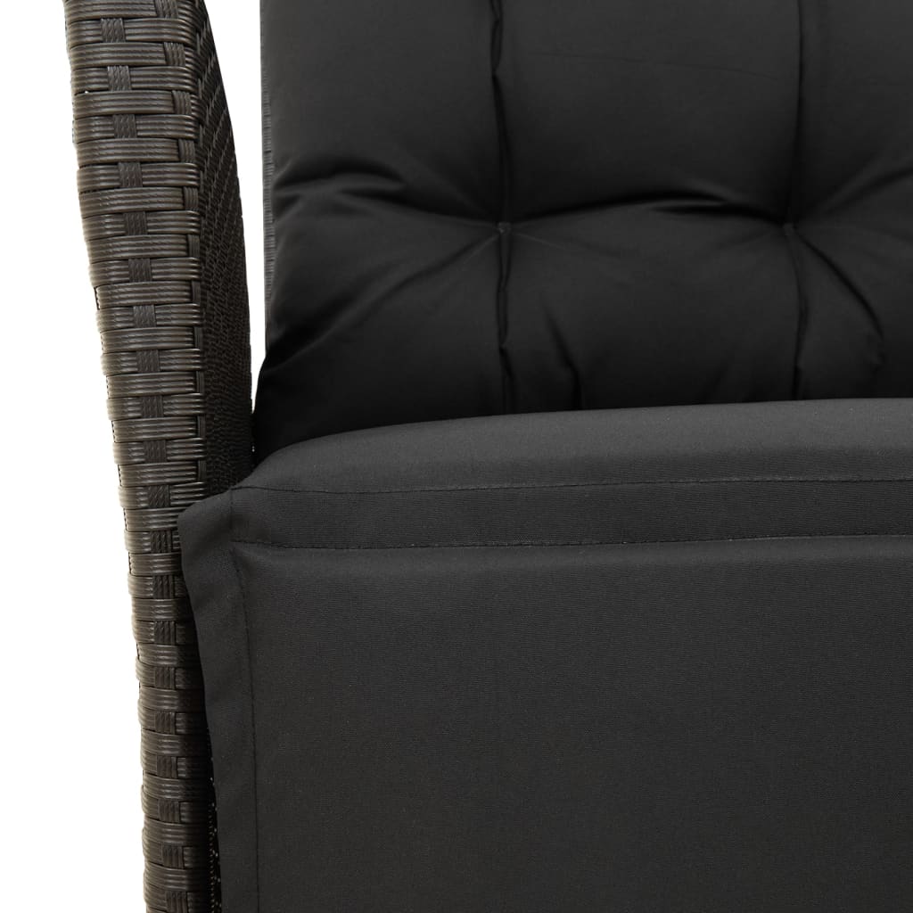 Ensemble à manger de jardin avec coussins 3 pcs Noir