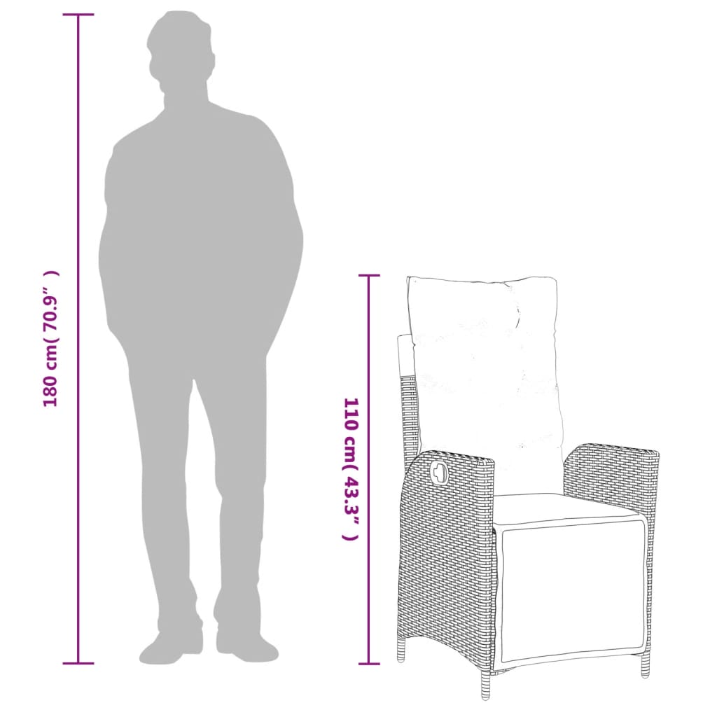 Ensemble à manger de jardin coussins 5pcs Noir Résine tressée