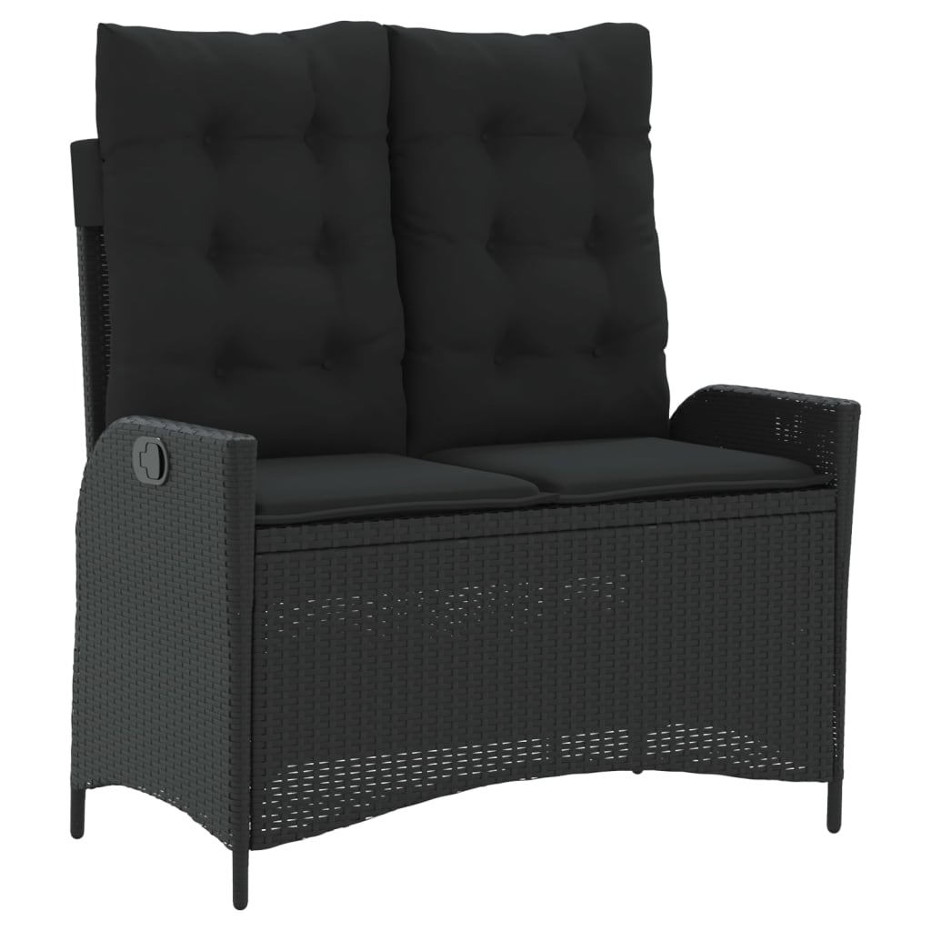 Ensemble à manger de jardin coussins 2pcs noir résine tressée